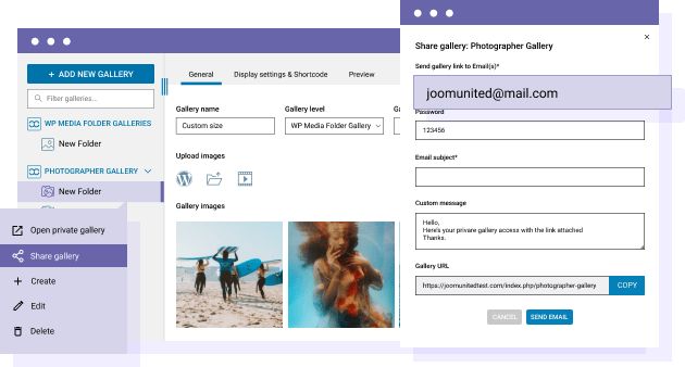 One or several galleries per customer